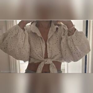 Meo Meli Paisley Eyelet Embroidered Crop Top